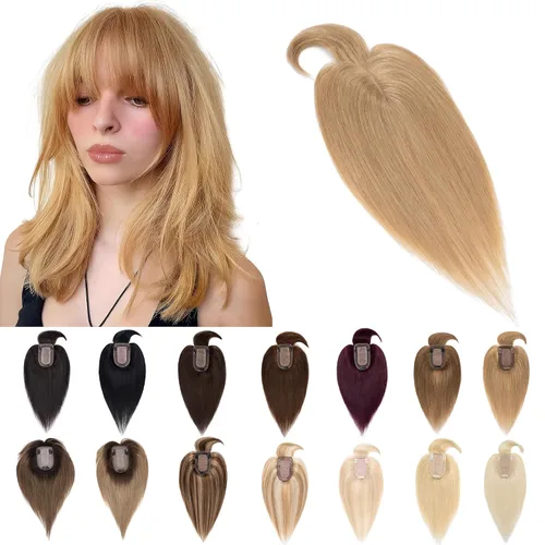 Miniatura 25 de SEGO Extensiones de Cabello para Mujeres Cabello Humano Real Con Flequillo, Base de Seda de 7 * 13CM (2.8 x 5.1 pulgadas) Cabello Humano Remy 100%