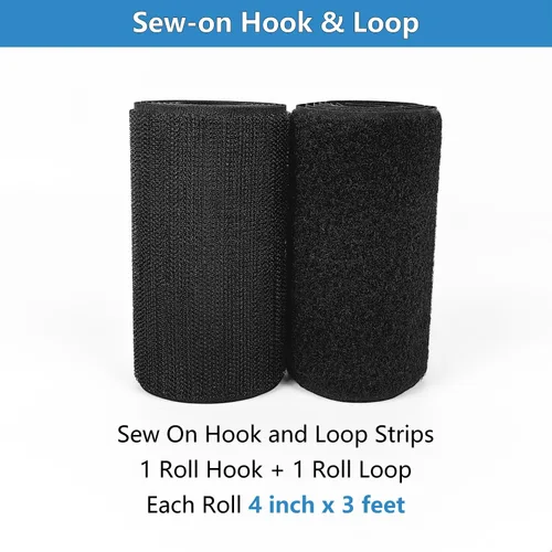 Miniatura 2 de Matenf Tiras de velcro para coser, 4 pulgadas de ancho, fáciles de coser, excelente agarre, no adhesivas, cinta entrelazada, cinta de gancho y bucle