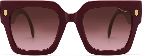 Miniatura 36 de SOJOS Gafas de sol cuadradas vintage de gran tamaño para mujer, estilo retro, de lujo, grandes, UV400 SJ2194