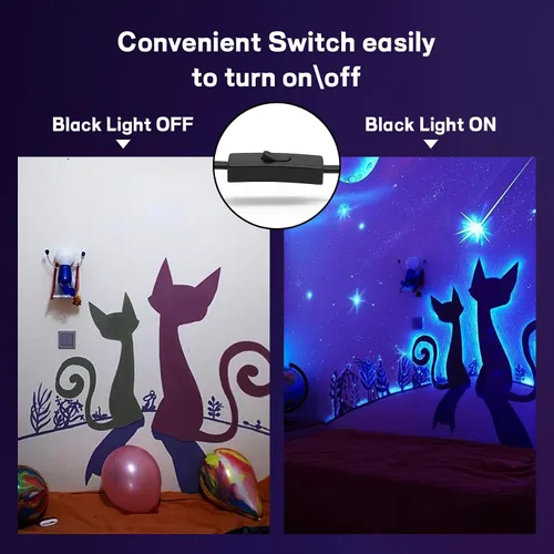 Miniatura 3 de Paquete de 2 luces LED negras de 100 W, luces negras para fiesta brillante, luces negras ultrafinas con interruptor de encendido/apagado, brillan