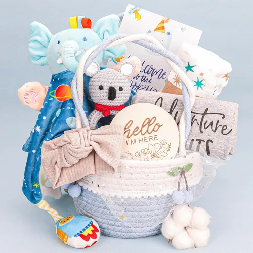 Miniatura 8 de Regalos para niña, regalos de baby shower para niñas, regalo para niñas recién nacidas, cesta de regalo para bebé, regalo único esencial para bebé