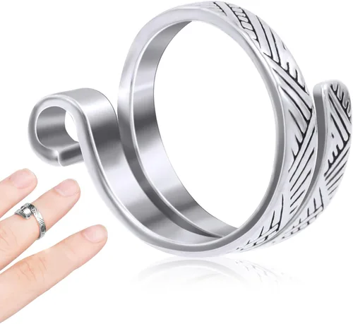 Miniatura 13 de ANCIRS Paquete de 2 Anillos de Bucle de Tejido de Ganchillo para Dedos, Anillo de Tensión de Ganchillo Ajustable, Soportes de Dedo Guía de Hilo de 1