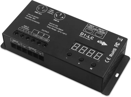 Controlador LED DMX de alta potencia DMX 512 Decodificador Dimmer Driver DC12V-24V para tira led rgb o luces (1 canal de un solo color (actualizado))