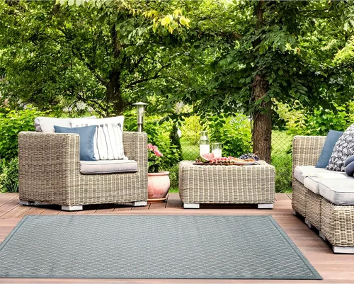 Miniatura 23 de Liora Manne Carmel - Alfombra tejida de perfil bajo de fácil cuidado para interiores y exteriores, color aguamarina, 6 pies 6 pulgadas x 9 pies 4