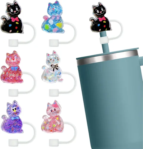 Miniatura 21 de 8 fundas reutilizables de silicona para popotes Stanley Cup de 30 y 40 onzas, accesorios de tapa de popote de 0.394 in y 0.4 pulgadas 36 Lindo