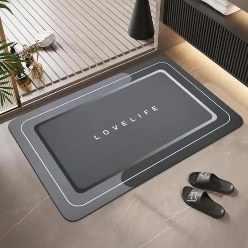 Miniatura 10 de Tapete de baño de goma de secado rápido, absorbente, antideslizante, delgado, de secado instantáneo, tapete mágico de baño para el piso del baño