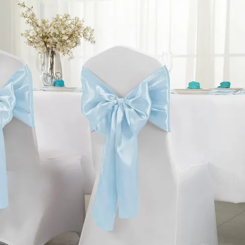 Miniatura 3 de Horbaunal - Juego de 12 caminos de mesa de satén azul claro de 12 x 108 pulgadas, caminos de mesa suaves para bodas, banquetes, fiestas de cumpleaños