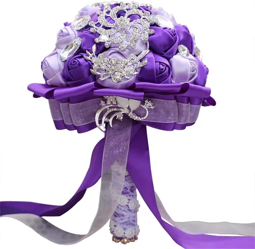 Miniatura 9 de Ramo de broche para novia pequeña, ramo de boda, ramo de rosas de satén para niña, hecho a medida, ramo floral de boda, arreglo de centro de mesa