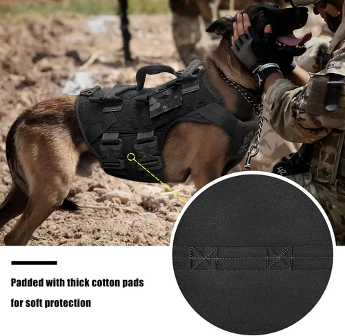 Miniatura 4 de PETAC GEAR Arnés Táctico para Perros K9 Chaleco de Entrenamiento para Perros Ajustable Acolchado para Perros de Servicio Policial de Trabajo Negro