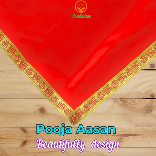 Miniatura 3 de NAISHA Red Pooja Aasan Mat (juego de 2), mandir de tela Puja/altar de 20 x 20 pulgadas, decoraciones multiusos Pooja accesorios de mantenimiento
