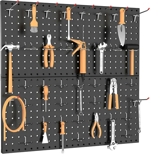 Miniatura 2 de TORACK Organizador de Pared de Tablero Perforado de Metal 24" x 24" o 12" x 48", 70 PIEZAS Tablero Perforado de Almacenamiento de Herramientas