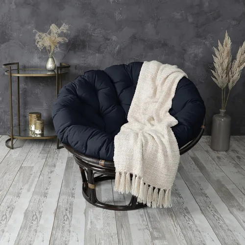 Miniatura 8 de Sorra Home - Cojín con mechones Papasan - Cojín redondo cómodo para silla Bucket & Moon - Cojín de piso con espuma suave para muebles