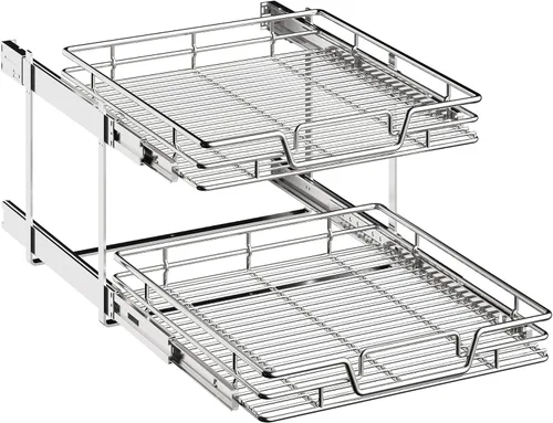 Miniatura 20 de Organizador de armario de cocina extraíble de 2 niveles, organizador de estantes y cajones, cesta de almacenamiento de despensa deslizable