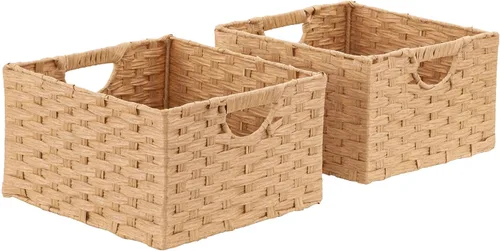 Seville Classics - Cesta de lavandería portátil premium tejida a mano con asas de transporte, almacenamiento para ropa, sábanas y linos, marrón