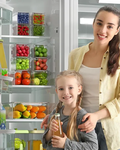 Miniatura 7 de KEMETHY - Paquete de 11 organizadores y almacenamiento para refrigerador, contenedores organizadores apilables para refrigerador, contenedores