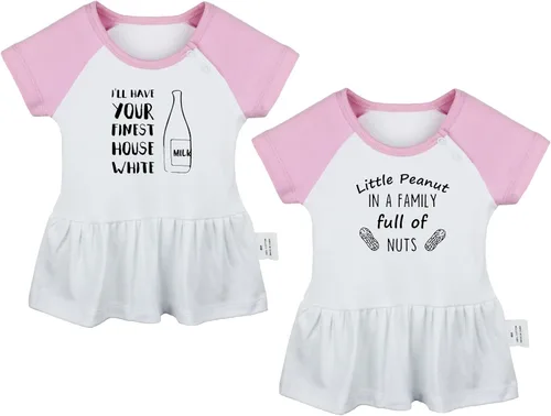 2PCS, Little Peanut Pregnancy Announcement & I'll Have Your Finest House White Funny Dresses Infant Baby Girls Princess Dress