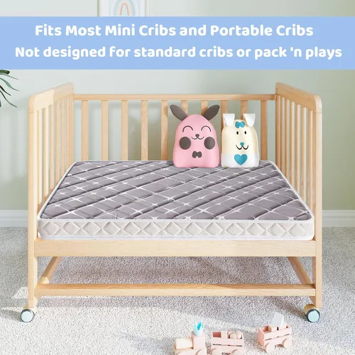 Miniatura 3 de Colchón mini para cuna, 38 x 24 x 4 pulgadas, doble cara con soporte firme y espuma cómoda, transpirable, silencioso e inodoro, se adapta a