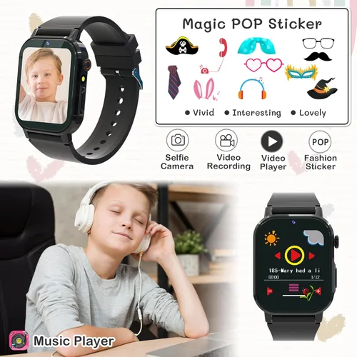 Miniatura 4 de Reloj Inteligente para Niños de 32 Juegos para Niños de 5 a 12 Años, Reloj Inteligente para Niños con Pantalla Táctil HD, Cámara de Video