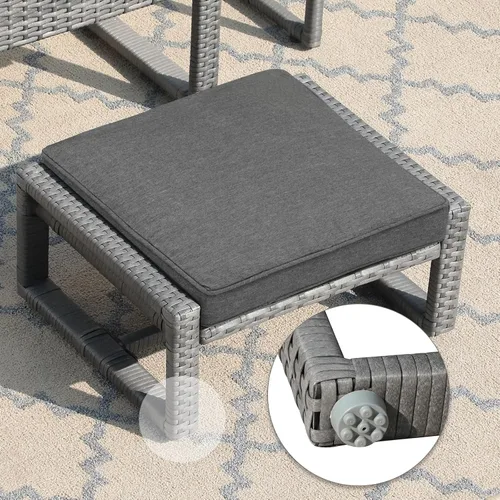 Miniatura 7 de Patiorama Juego de muebles de mimbre para patio al aire libre, 5 piezas, sillas de ratán de polietileno gris para todo tipo de clima, juego