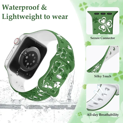 Miniatura 2 de Clovers Lucky Gifts - Correas de reloj compatibles con Apple Watch para mujer de 1.654 pulgadas (1.654 pulgadas), 1.614 pulgadas, 1.575 pulgadas