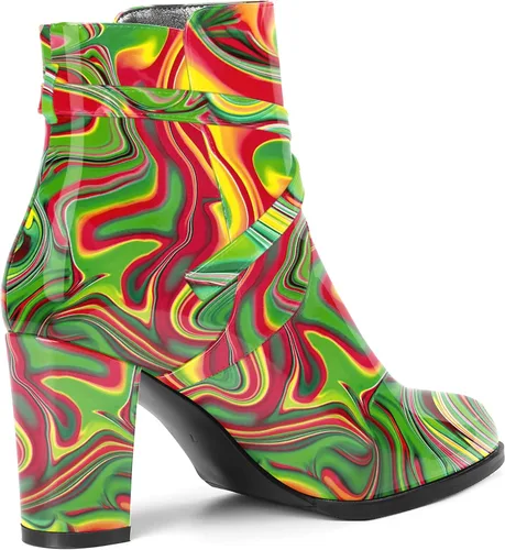 Miniatura 5 de SKYSTERRY Botas altas de tacón alto para mujer, puntera redonda, sin cordones, de patente, de 3.3 pulgadas
