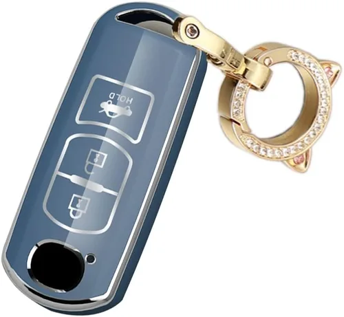 Miniatura 14 de ontto Funda para llave inteligente compatible con Mazda de 3 botones para Mazda 2, 3, 5, 6, 8, CX3, CX5, CX7, CX9, MX5, protector de llave de Negro