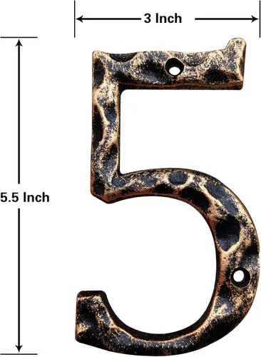 Miniatura 2 de Números y letras de casa de 5.5 pulgadas, número de dirección de casa de metal de hierro fundido altamente visible para buzón de oficina de calle