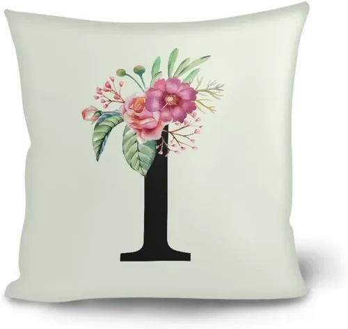 Miniatura 12 de Fundas de almohada decorativas del alfabeto, fundas de almohada con estampado floral de la letra B, fundas de almohada cuadradas suaves, fundas