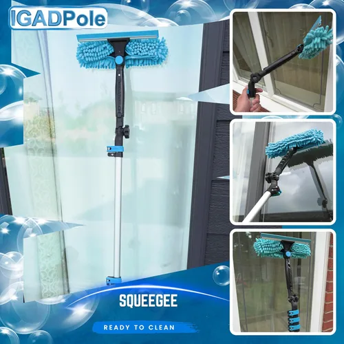Miniatura 4 de IGAD Kit de lavado alimentado por agua de 17 pies con dispensador de jabón, cepillo, escobilla de 10 pulgadas y plumero de telaraña para ventanas