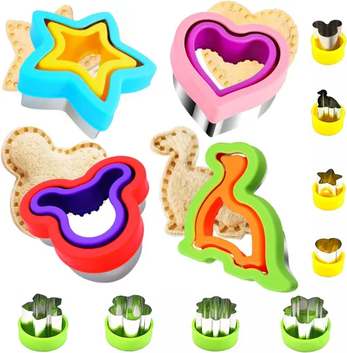 Cortador de sándwiches sin cortar, 12 piezas de cortador de sándwich y juegos de sellador, máquina de sándwiches sin corteza, cortadores de galletas