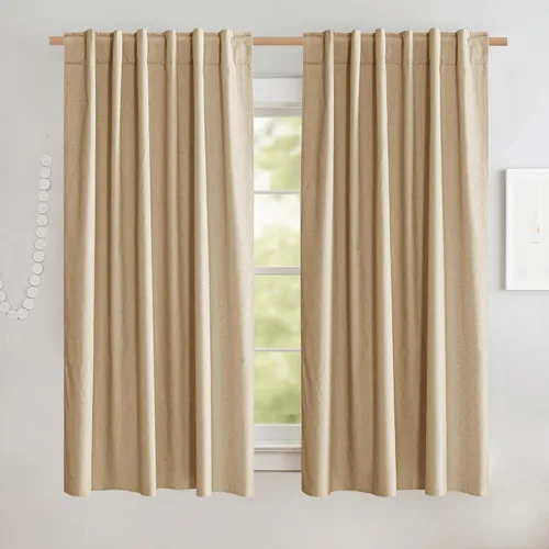 Miniatura 87 de NICETOWN Cortinas 100% opacas de 63 pulgadas de largo, 2 paneles de cortinas cortas con aislamiento térmico con forro para dormitorio, cortinas
