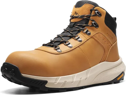 NORTIV 8 Botas de trabajo compuestas para hombre, botas de trabajo antifatiga, impermeables, ligeras, antideslizantes, ASTM F2412-24 para Marrón