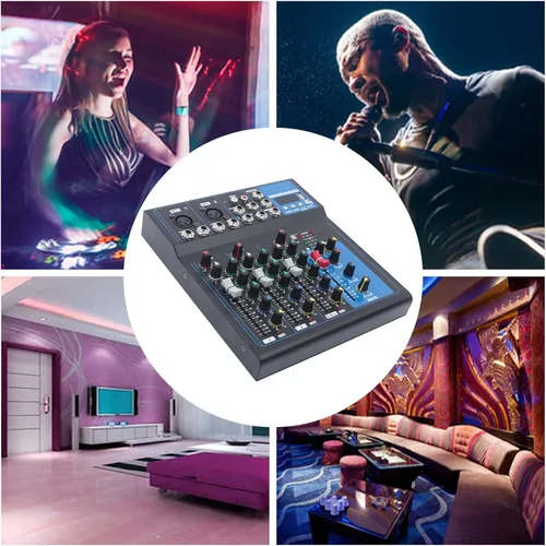 Miniatura 3 de Consola de mezcla profesional de 4 canales, mezclador de audio, tablero de sonido, Bluetooth, USB, mezclador de estudio en vivo con unidad USB