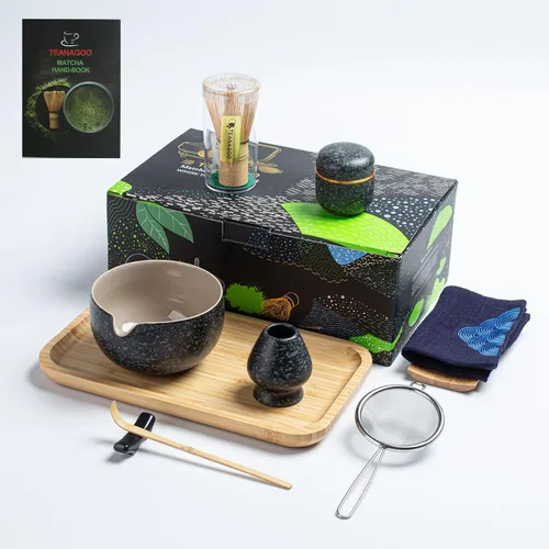 Miniatura 10 de TEANAGOO Juego de 9 Piezas Batidor de Matcha, Juego de Matcha de Cerámica, Kit de Matcha para Ceremonia, Juego de Té Matcha para Hacer Negro carbón 2
