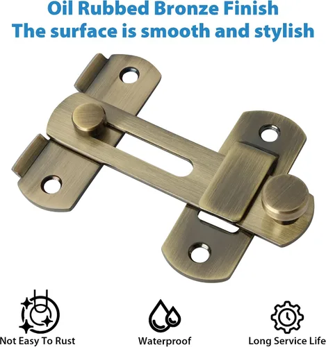 Miniatura 5 de Alise Cerradura de puerta de 4 pulgadas, cerradura de puerta de seguridad para valla de madera de granero, puertas francesas deslizantes, acero