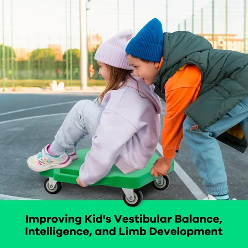 Miniatura 7 de Tabla de sentarse para niños con ruedas universales – Scooter de plástico de seguridad para niños de 6 a 12 años – Scooter deportivo manual con asas