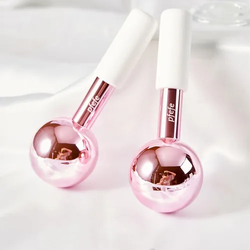 Miniatura 6 de Globos de hielo pfefe para cara y ojos, varitas criogénicas irrompibles de acero inoxidable para rutinas de belleza, globos de enfriamiento con Rosa
