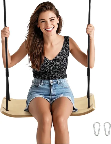 PELLOR Columpio para árbol de madera de abedul, carga de 330 libras, asiento de columpio de 20.8 x 7.8 pulgadas para adultos y niños, cuerda de