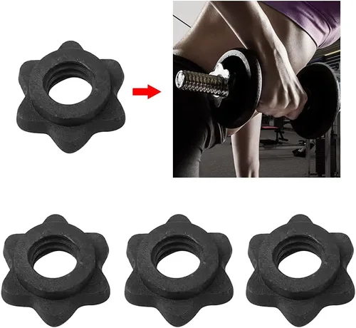 Miniatura 7 de CALIDAKA 4 collares Spinlock, tuerca hexagonal para mancuernas, tuerca de barra de mancuernas, collar de tornillo estándar de 1 pulgada, abrazaderas