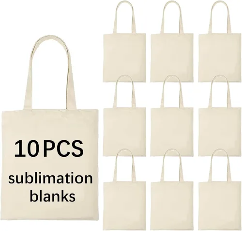 OKBA Bolsas de mano de sublimación, bolsas de poliéster para sublimación, personalizaciones de bricolaje bolsas de lona en blanco de 12.2 x 14.2