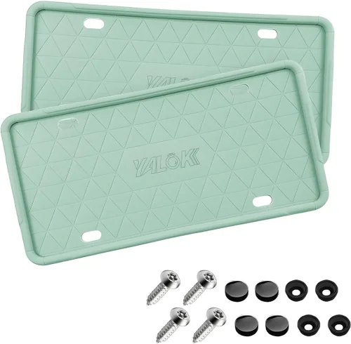 Miniatura 13 de YALOK Marco de matrícula de silicona con agujeros de drenaje, soporte universal para matrícula de coche de EE. UU. Accesorios para coche resistentes