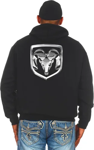 Miniatura 4 de JH Design Group Sudadera con capucha Dodge RAM con cremallera para hombre, color negro