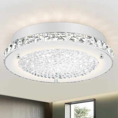 Miniatura 10 de Lámpara de techo de cristal de montaje al ras, lámpara de techo LED moderna de 8.3 pulgadas, lámparas de araña de cristal regulables