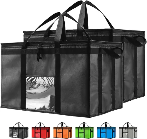 Miniatura 18 de Bolsa de enfriador XXL aislada y calentador de alimentos de NZ home para entrega y compras de comestibles con cremallera superior, color rojo