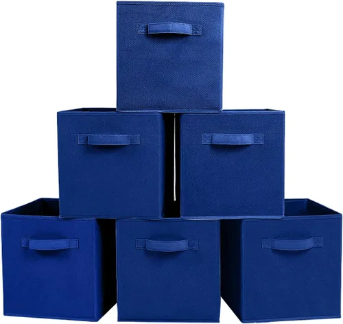 Miniatura 14 de PowerKing Cubos de almacenamiento plegables con asas, contenedores plegables de tela para estantes de armario, contenedores de almacenamiento Naranja