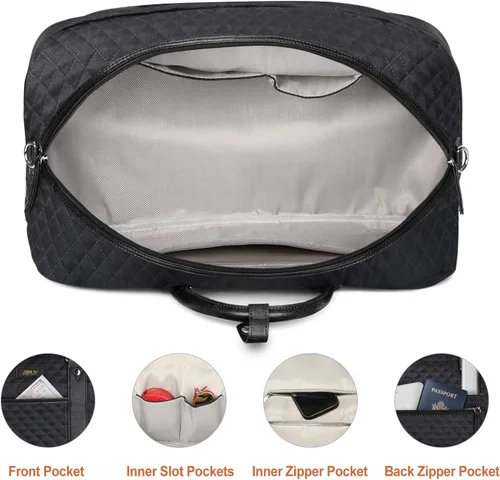 Miniatura 37 de IBFUN Bolsas de fin de semana para mujer, bolsa grande de lona para viaje, bolsa de viaje con compartimento para zapatos, 21 pulgadas, juego de 3