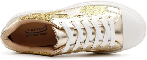 Miniatura 7 de Laforst Tenis antideslizantes con purpurina Mardi Gras para mujer, color morado