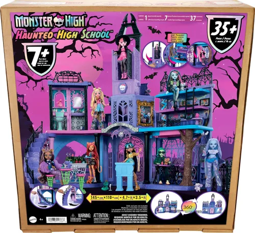 Miniatura 6 de Monster High Casa de muñecas, juego de escuela secundaria embrujada con 7 áreas de juego y más de 35 piezas de narración de historias, incluyendo