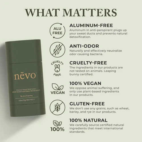 Miniatura 2 de Nevo Desodorante en barra Multi Scent con capas Desodorante sin aluminio para mujeres y hombres Todo natural, orgánico, vegano, no tóxico
