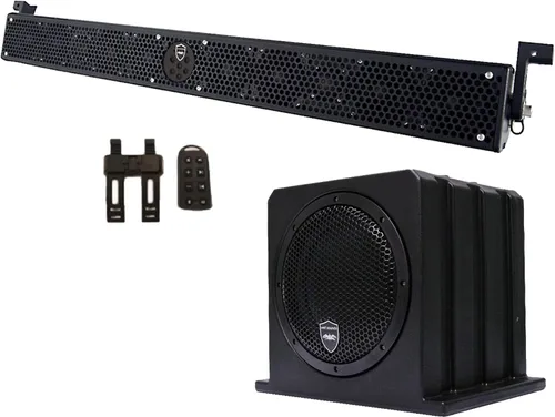 Wet Sounds Paquete - Barra de sonido Stealth 10 Ultra HD negra con control remoto y subwoofer sigiloso AS-10 de 10 pulgadas y 500 vatios